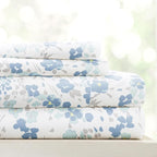Linen Market Double-Brushed Patterned Microfiber California King Sheet Set 4 Piece – Oeko-TEX Certified Ultra Soft & Wrinkle-Free - 16" Deep Pocket Sheets Easy Care Cal-King Size - Violets Light Blue