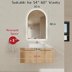 Niccy Arched LED Bathroom Mirror, 48x30 Inch Arch Frameless Backlit Mirrors for Wall Arched Lighted Vanity Mirrors Defogger and 3 Color, Explosion-Proof, HD Glass and IP65 Waterproof