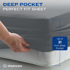DREAMCARE California King Sheet Sets – 4 pcs Cooling Sheets – up to 21” Deep Cal King Sheets – Hotel Luxury Sheets & Pillowcases – Superior Softness 100% Fine Microfiber with Side Pocket – Dark Gray