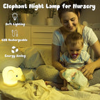 ShaArkMango LED Night Light for Kids Toddler Bed, Cute Animal Night Lamp Color Changing, Soft Baby Light Dimming & Timer &Rechargeable Nursery Bedside Lamp for Breastfeeding Elephant Gifts for Women