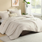 Litanika Comforters Tannish Grey California King Size, 3 Pieces Lightweight Solid Bedding Set & Collections, All Season Fluffy Bed Set (104x96In Comforter & 2 Pillowcases)