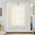 OVZME Cream Sheer Curtains 63 Inches Long 2 Panels - Soft Light Filtering Window Sheer Panels for Living Room/Bedroom, Top Dual Rod Pocket, 1 Pair, Each 42Wx63L Inches