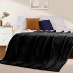 BEAUTEX Fleece Blanket Queen Size Super Soft Flannel Throw Blanket Lightweight Fuzzy Plush Blanket for Couch Sofa or Bed All Seasons (Black, 90" x 90")