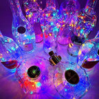 YJFWAL Wine Bottle Lights with Cork, Cork Shape Silver Copper Wire Fairy Mini String Lights, 24 Pack 20LED Battery Operated for Jar DIY, Party, Wedding, Christmas, Halloween, Bar Decor (Multicolor)