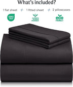 LuxClub 4 PC California King Sheet Set, Breathable Luxury Bed Sheets, Deep Pockets Wrinkle Free Cooling Sheets Machine Washable Hotel Bedding Silky Soft - Black Cal King