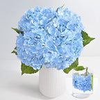 MARTINE MALL 4Pcs 21in Hydrangea Artificial Flowers, Latex Real Touch Hydrangeas Lifelike Large Hydrangea Flowers for Home Decor Party Arrangements Wedding Bouquets Centerpieces (Blue)