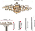 Uenhoy 5 Pcs Rose Cabinet Knobs with Backplate, Vintage Floral Drawer Knob Pulls, Zinc Alloy Rose Flower Drawer Pull Handles for Cabinets and Dresser - 4 Inch, Antique Silver