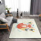 Scandinavian Folk Art with Foxes Area Rug 63x48in Rugs for Living Room Bedroom Rug Washable Large Rug Indoor Decorative Carpet Yoga Floor Mat