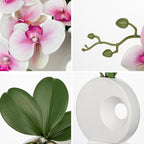 Briful Artificial Orchid Flowers in Modern Ceramic Vase 15.7" Tall Pink Faux Orchid Arrangement Silk Orchid Flower Fake Orchid Centerpiece for Home Office Room Wedding Table Décor