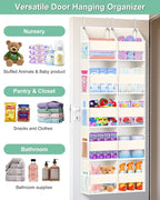 Heavy Duty Over The Door Organizer 5 Tiers, Extra Large Behind Door Storage of 10 Big Front & 10 Mesh Pockets, 80lb Weight Capacity, Hanging Doors Storage Organizer for Closet Bedroom Nursery, Beige