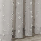 MYSKY HOME Grey Sheer Short Curtains with Pom Pom for Small Windows Bedroom Nursery Kids Girls Room Curtains Cafe Kitchen Light Filtering Boho Drapes, Rod Pocket,38 x 45 Inches, 2 Panels