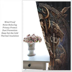 Cool Norse Viking Theme Curtains,Fantasy Ancient Symbols Wildlife Wolf Nordic Vikings Window Treatments Thermal Insulated Rod Pocket Blackout Drapes for Bedroom 2 Panels 63L x 42W