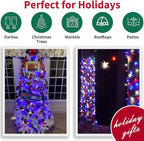 LAMPHOME Patriotic String Lights - Red White Blue Mini Lights with White Wire - 19.6Ft 100 Count UL Certified String Lights for Independence Day Patriotic Holidays Decoration (Red White & Blue)