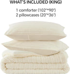 BEDELITE Fleece King Comforter Set -Super Soft & Warm Fluffy Cream White Faux Fur Bedding, Luxury Fuzzy Heavy Bed Set for Winter with 2 Pillow Cases