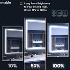 LED Bathroom Mirror 55"x 30", Backlit Bathroom Mirror with Lights,Stepless Dimmable,Anti-Fog, Shatter-Proof, Memory, 3 Colors Lighted Vanity Mirror (Horizontal/Vertical)