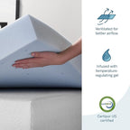 LUCID 4 Inch Mattress Topper, California King Size – Cooling Gel Infused Memory Foam – Plush Feel – Ventilated Breathable Design – CertiPur Certified