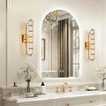Niccy Arched LED Bathroom Mirror, 36x24 Inch Arch Frameless Backlit Mirrors for Wall Arched Lighted Vanity Mirrors Defogger and 3 Color, Explosion-Proof, HD Glass and IP65 Waterproof