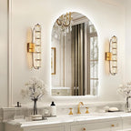 Niccy Arched LED Bathroom Mirror, 36x24 Inch Arch Frameless Backlit Mirrors for Wall Arched Lighted Vanity Mirrors Defogger and 3 Color, Explosion-Proof, HD Glass and IP65 Waterproof