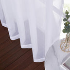 NICETOWN White Sheer Curtains 72 inches Long - Silver Eyelet Top Light Filtering Window Drapes Airy & Breathable Living Room Voile Panels for Flat/Apartment, 74" W Total 2 Pieces