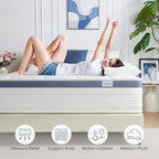 Full Size Mattress 10 Inch, Hybrid Full Mattress in a Box with Cooling Gel Memory Foam and Individually Pocket Innerspring for Support and Pressure Relief, Medium Plush