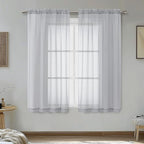 OVZME Light Grey Sheer Curtains 54 Inches Long 2 Panels - Soft Light Filtering Window Sheer Panels for Living Room/Bedroom, Top Dual Rod Pocket, 1 Pair, Each 42Wx54L Inches