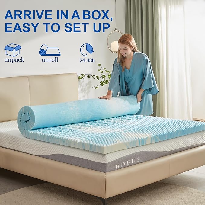 SINWEEK 3 Inch Mattress Topper 5-Zone Memory Foam Mattress Topper Pressure Relief Soft Mattress Pad, CertiPUR-US Certified, Full Size