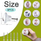 6pcs 1.5" 6 Pack Cute Nursery Kids Animals Ceramics Dresser Drawer Pulls Unique Decorative Cabinet Knobs (Rabbit)