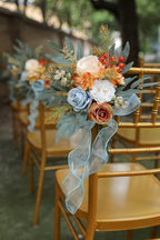 Artificial Flowers Combo Fake Silk Flowers Fall Bouquets for DIY Wedding Bouquets Centerpieces Party Baby Shower Home Decorations (Blue White)
