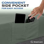 DREAMCARE Full Size Sheets Set - 4 Pcs Cooling Bed Sheets with Up to 15" Deep Pockets - Soft, Long-Lasting 100% Brushed Polyester with Side Pocket (Sage Green)