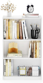 Furinno JAYA Book Shelf, 3-Tier Bookshelf, Bookcase with Adjustable Shelves, 9.5 x 24.5 x 40.3, for Living Room, Bedroom, Home Office, White