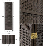 Sorbus 6 Panel Room Divider 6 ft. Tall - Privacy Screen, Extra Wide Double Hinged Panels, Diamond Double-Weaved, Partition Room Dividers and Folding Privacy Screens, Wall Divider for Room Separation