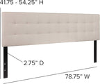 Flash Furniture Bedford Tufted Upholstered King Size Headboard in Beige Fabric