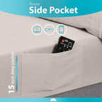 DREAMCARE Full Size Sheets Set - 6 Pcs Deep Pocket Cooling Bed Sheets - Soft, Long Lasting 100% Brushed Microfiber with Side Pocket (Beige, Full)