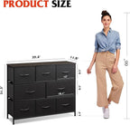 WLIVE 8 Drawer Dresser for Bedroom, Fabric Black Dresser with Large Storage Drawer Unit for Entryway, Chest of Drawers for Living Room