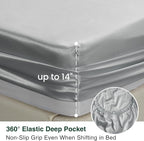 Love's cabin Twin Satin Sheets Sets - 3 Piece Silver Silky Bed Sheets with Deep Pockets, Luxury Silk Feel Satin Twin Size Sheet Set Bedding Set (1 Flat Sheet,1 Fitted Sheet,1 Pillow case)