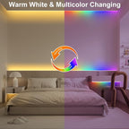 echosari LED Strip Lights Battery Operated, 10Ft 108 LED Dual Color Changing Strip Lights with Remote Cuttable Adhesive Lights Strip for Bedroom Party Decoration (Warm White & Multicolor)