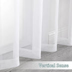 Chyhomenyc White Sheer Curtains 96 inches Long 2 Panels Set, Light Filtering Airy Solid Voile Window Treatment Drapes for Bedroom Living Room, Each 42Wx96L, 8FT Long, Set of 2, White