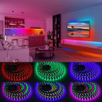 SEZO WS2812B ECO LED Strip Light 16.4FT/5M 60Pixels/m 300Pixels Individually Addressable Programmable 5050SMD Digital RGB Alloy Wires Flexible Dream Color IP65 Waterproof PCB Black DC5V