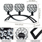 Crystal Tealight Candle Holder Centerpiece Home Decorative Candlestick Holder Elegant Table Centerpiece Home Decor Wedding Party Anniversary (Black, 3 Arm)