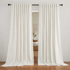RYB HOME Faux Linen Blended Sheer Curtains, Light Filtering Ariy Vertical Sheers Half Privacy Window Covering for Sliding Glass Door Balcony Terrace Sun Room Beach, Linen, Wide 70 x Long 95, 2 Panels