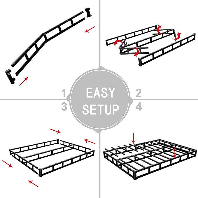 ALDRICH Low Profile Box Spring Full Size,3 Inch Heavy Duty Metal Box Spring for Full Bed,Mattress Foundation Non-Slip/No Noise/Easy Assembly (Full)