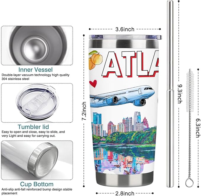 City Travel Mug for City Lover,20oz Double Wall Tumbler Vacuum Insulated Stainless Steel Coffee Cups (Atlanta)