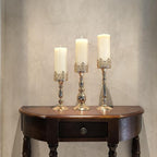 Candle Holders for Pillar Candles Set of 3 Gold Vintage Tall Candle Holders Decorative Large Table Centerpieces Candle Stand Decor