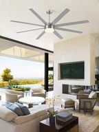 YUHAO 72 Inch Brushed Nickel Ceiling Fan with Light and Remote Control.Noiseless,Dimmable,3CCT,6 Speeds Reversible, DC Ceiling Fans for Indoor or Covered Outdoor