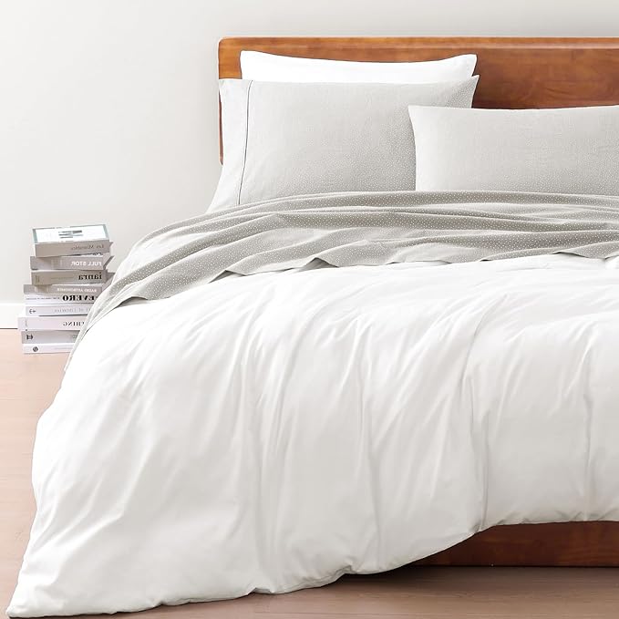 LANE LINEN 100% Organic Cotton Queen Sheets, Fade Resistant Printed Soft & Comfy Luxury Cotton Sheets, Percale Weave, 15" Deep Pocket Available in Variety of Colors- Snowdrop