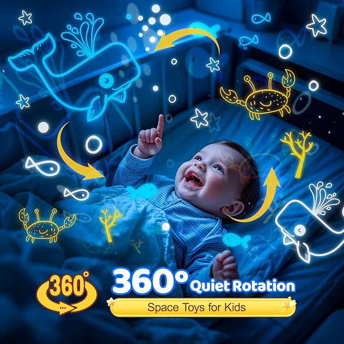 Night Light for Kids Projector, 105 Lighting+5 Films Kids Night Light Projector, Dimmable Baby Night Light Projector, 360° Slient Star Projector Lights for Bedroom, Space Gifts for Boys Room Decor