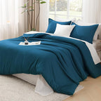 Litanika Teal Twin/Twin XL Comforter Set, 2 Pieces Turquoise Lightweight Solid Bedding Comforter Set, All Season Fluffy Bed Set (66x90In Comforter & 1 Pillowcase)