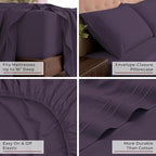 Mellanni King Sheets Set - 4 PC Iconic Collection Bedding - Hotel Luxury, Extra Soft, Cooling Bed Sheets - Wrinkle, Fade, Stain Resistant (King, Purple)