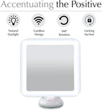 Fancii 10X Magnifying Lighted Makeup Mirror - Daylight LED Vanity Mirror - Compact, Cordless, Locking Suction, 6.5" Wide, 360 Rotation, Portable Illuminated Bathroom Mirror (Square)
