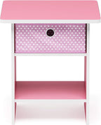 Furinno Dario End Table / Side Table / Night Stand / Bedside Table with Bin Drawer, 1-Pack, Pink/Light Pink